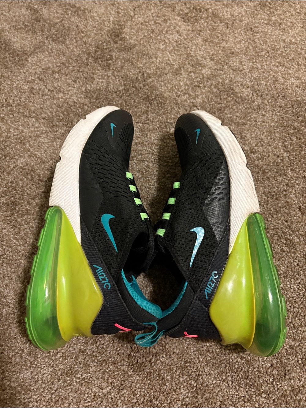 Nike Black Teal and Lime Air Max 270 Sneakers - Picture 5 of 8